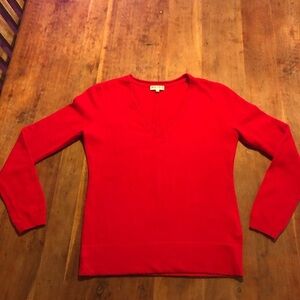 Reiss Sweater V-Neck Wool Sweater in Cherry Red